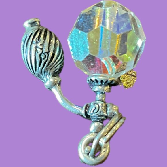 Vintage 925 Silver Crystal Perfume Bottle Charm Pendant Charm Art Deco Design - Picture 5 of 9